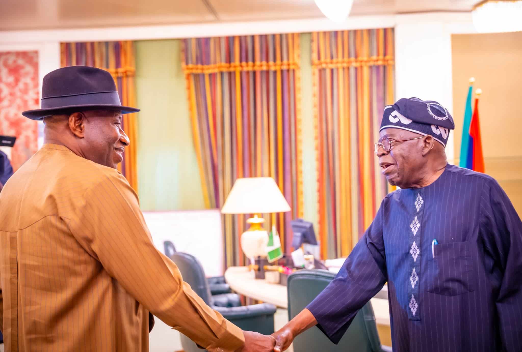 Jonathan Meets Tinubu at Presidential Villa Amid Politics